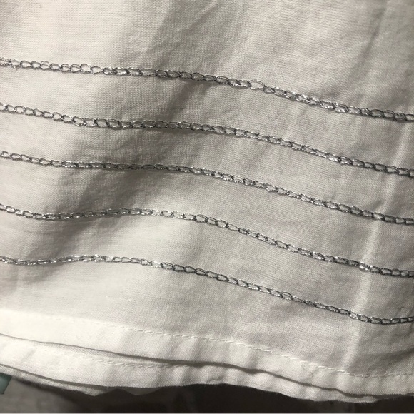 NWT WHITE DIA Collection cotton and silver thread and tassel wrap style one size - Picture 4 of 7